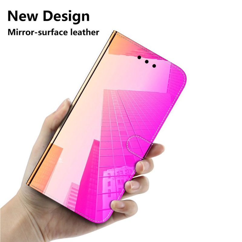 Kotelot Huawei P40 Pro Faux Leather Mirror Effect - Vaaleanpunainen