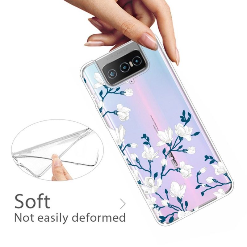 Kuori Asus Zenfone 7 / Zenfone 7 Pro Valkoiset Kukat