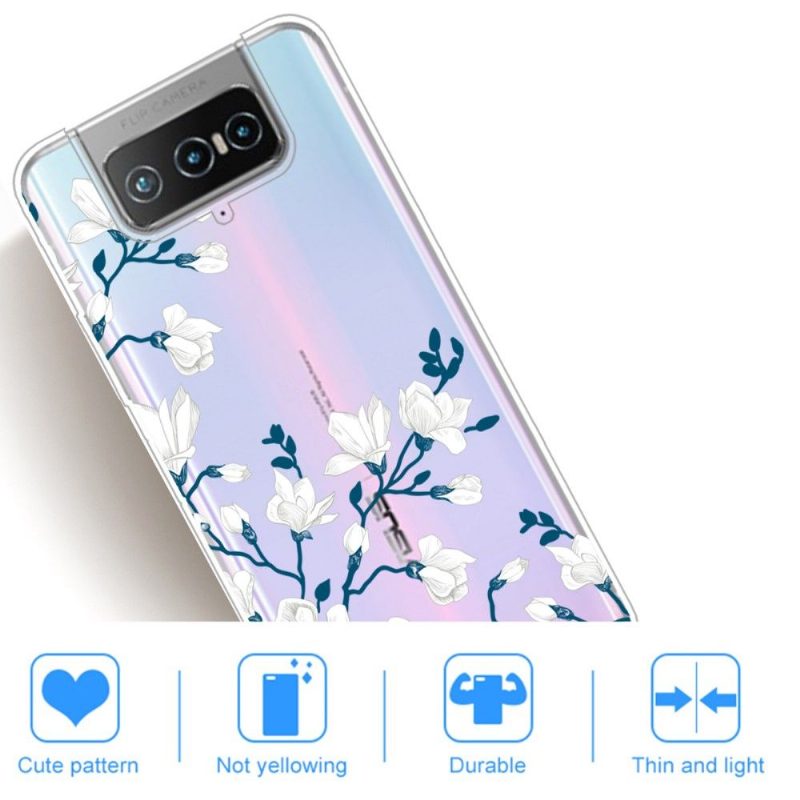 Kuori Asus Zenfone 7 / Zenfone 7 Pro Valkoiset Kukat