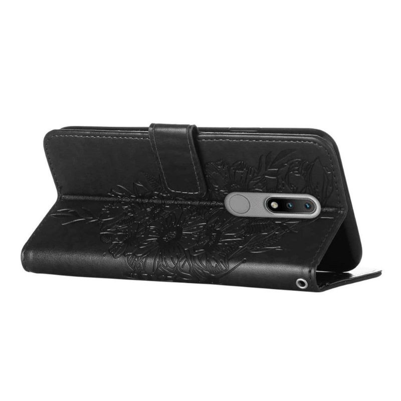 Flip Case Nokia 2.4 Hemming Butterfly Flower -korttikotelo