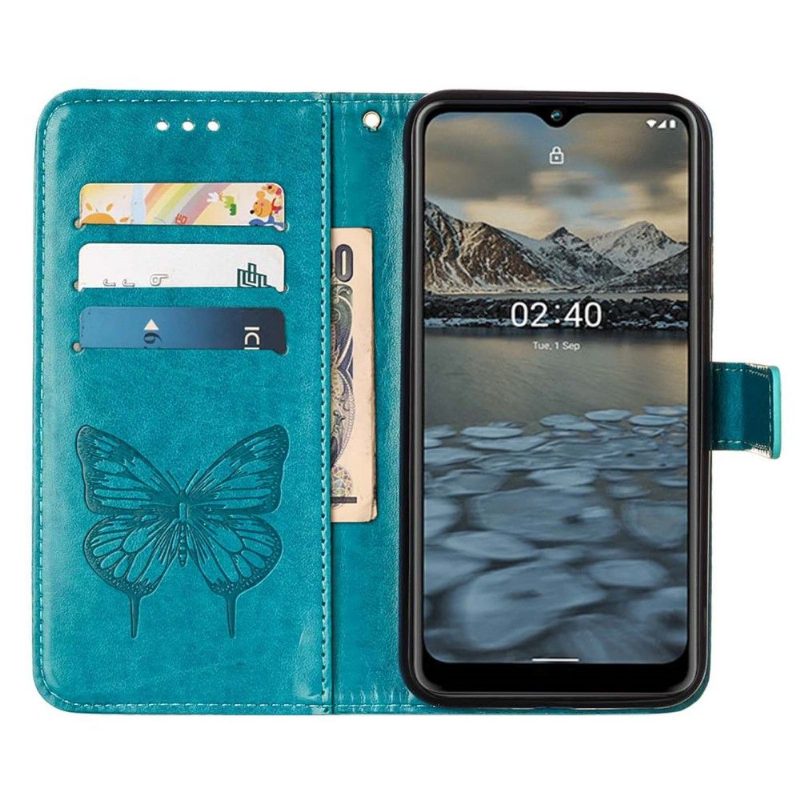 Flip Case Nokia 2.4 Hemming Butterfly Flower -korttikotelo