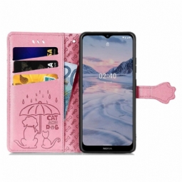 Flip Case Nokia 2.4 Hemming Nahkatehoste Kohokuvioidut Eläimet