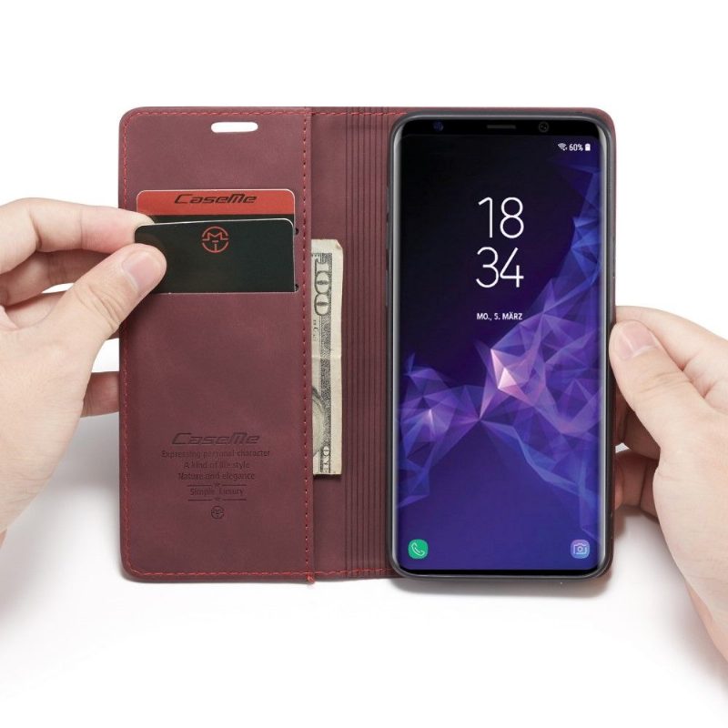 Kotelot Samsung Galaxy S9 Plus Faux Leather - Viininpunainen