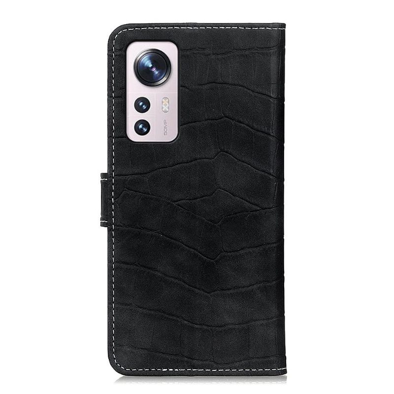 Flip Case Xiaomi 12 Hemming Croco Look -ompelu