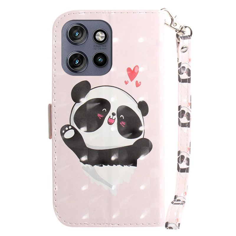 Kotelot Motorola Edge 50 Neo Panda Love Hihnalla Suojakuori