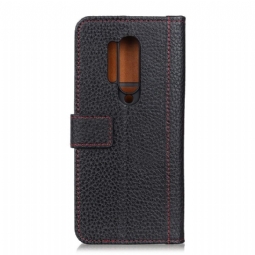 Flip Case OnePlus 8 Pro Hemming Grained Leather Effect -korttitelineen Jalustatoiminto