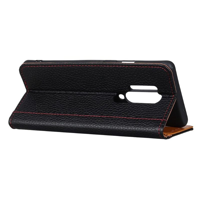 Flip Case OnePlus 8 Pro Hemming Grained Leather Effect -korttitelineen Jalustatoiminto