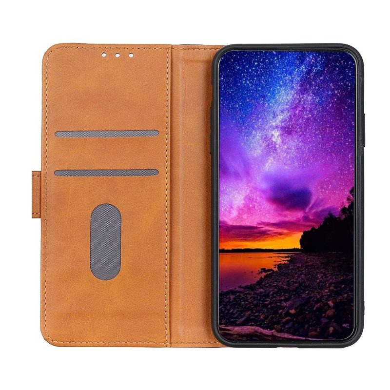 Flip Case OnePlus 8 Pro Hemming Grained Leather Effect -korttitelineen Jalustatoiminto