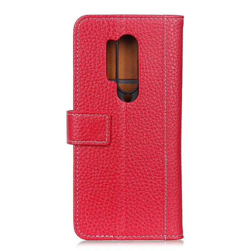 Flip Case OnePlus 8 Pro Hemming Grained Leather Effect -korttitelineen Jalustatoiminto