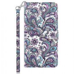 Flip Case Samsung Galaxy S23 Plus 5G Suojaketju Kuori Strappy Paisley -kuvio