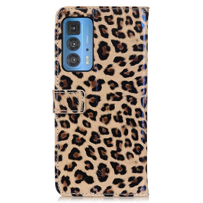 Kotelot Motorola Edge 20 Pro Alkuperäinen Faux Leather Leopard Style