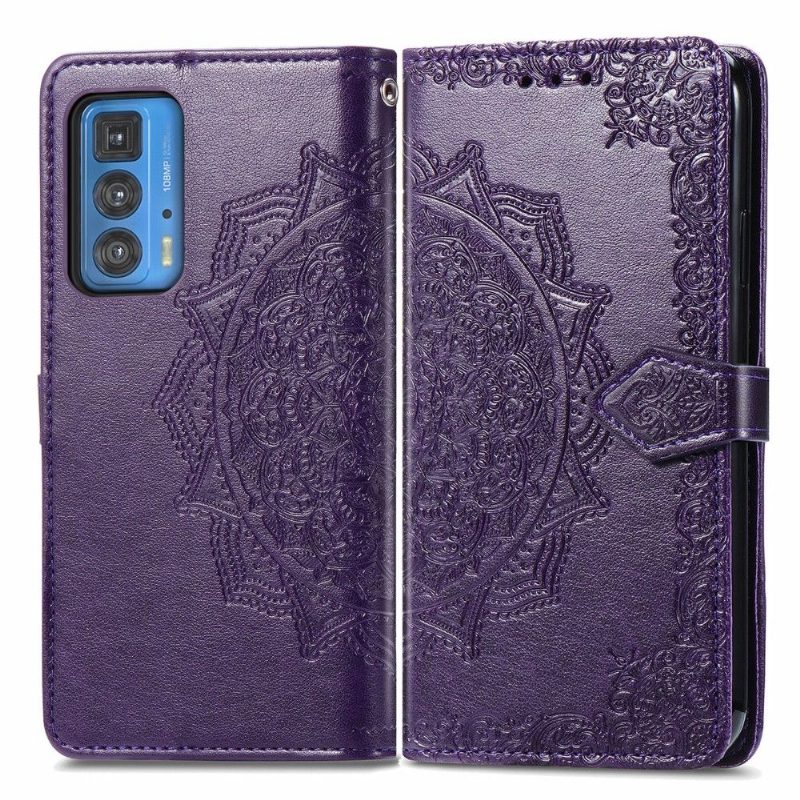 Kotelot Motorola Edge 20 Pro Mandala Relief Faux Leather