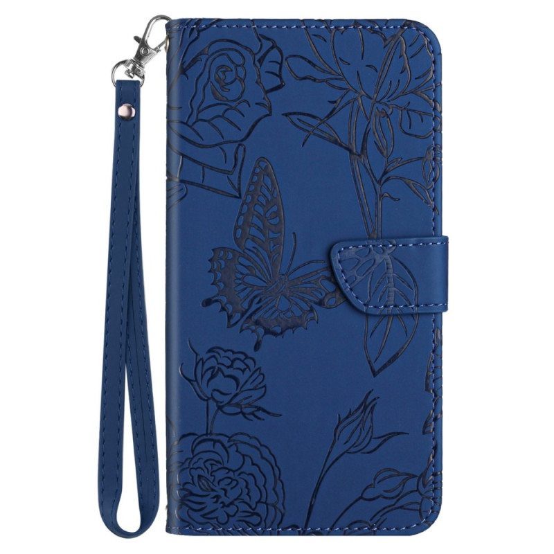 Flip Case Sony Xperia 5 IV Perhosia Kaulanauhalla