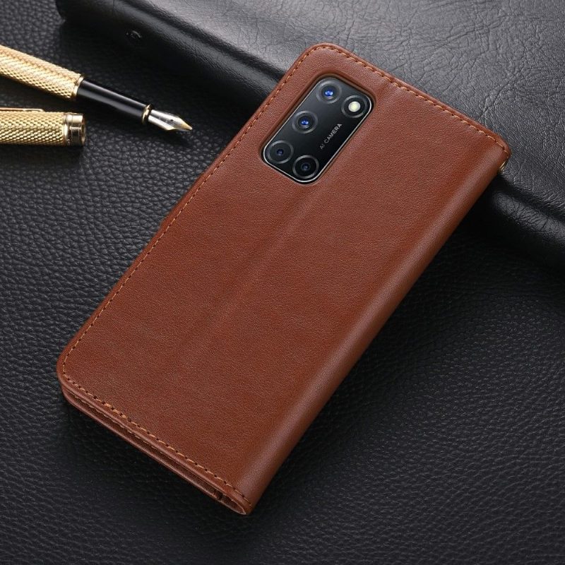 Flip Case Oppo A72 Hemming Azns Retro-nahkaefekti