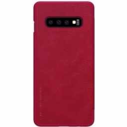 Kuoret Samsung Galaxy S10 Plus Nillkin Qin -nahkakansi