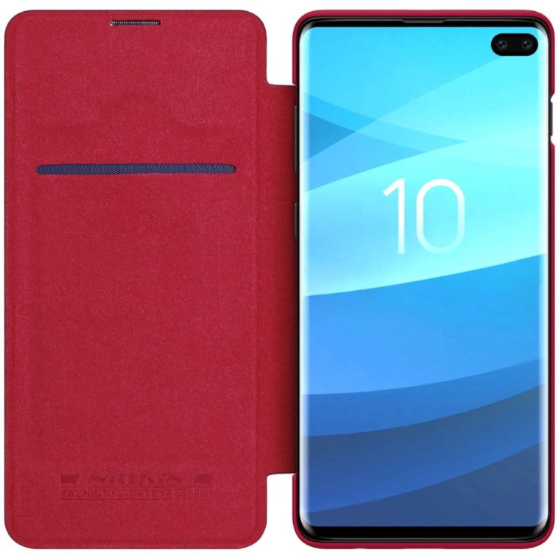 Kuoret Samsung Galaxy S10 Plus Nillkin Qin -nahkakansi