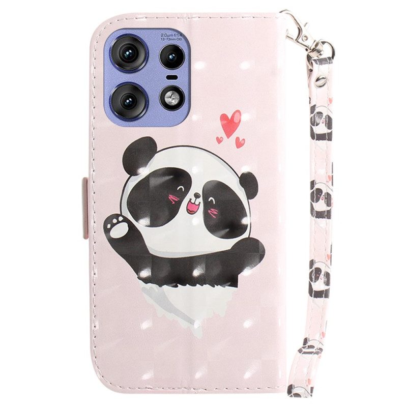 Kotelot Motorola Edge 50 Pro Puhelinkuoret Panda Love Hihnalla