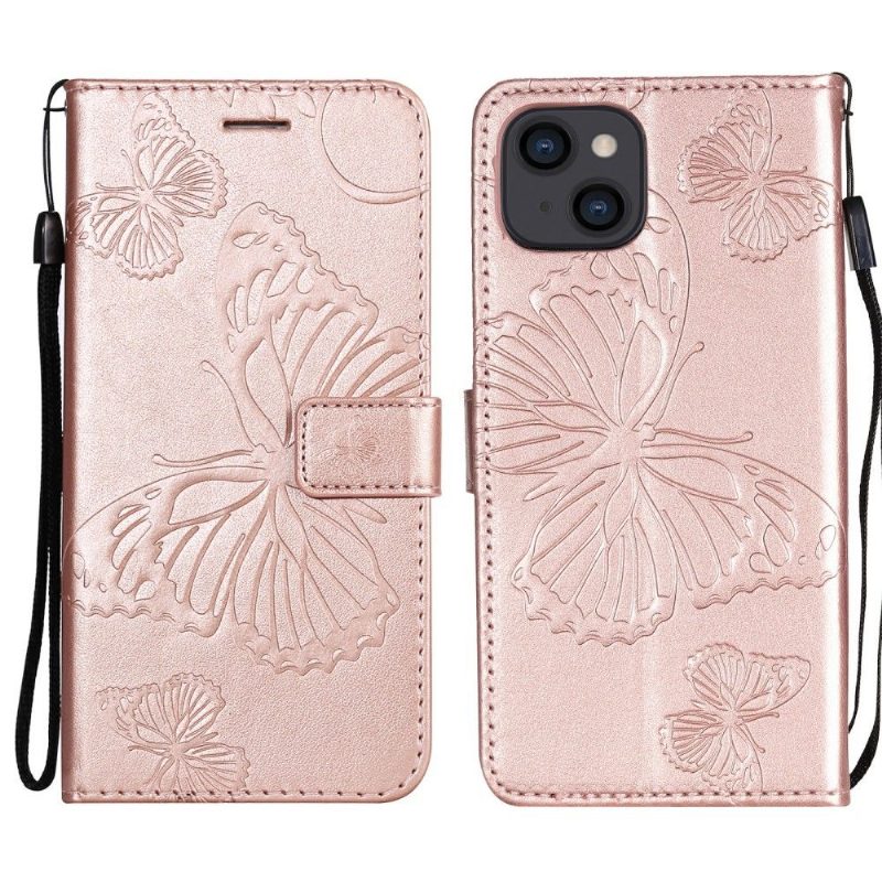 Flip Case iPhone 13 Mini Hemming Butterflies -toimintotuki