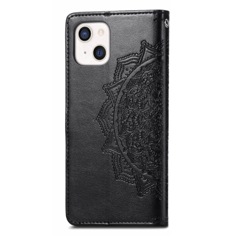 Kotelot iPhone 13 Mini Mandala Relief Faux Leather