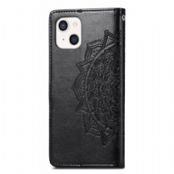 Kotelot iPhone 13 Mini Mandala Relief Faux Leather