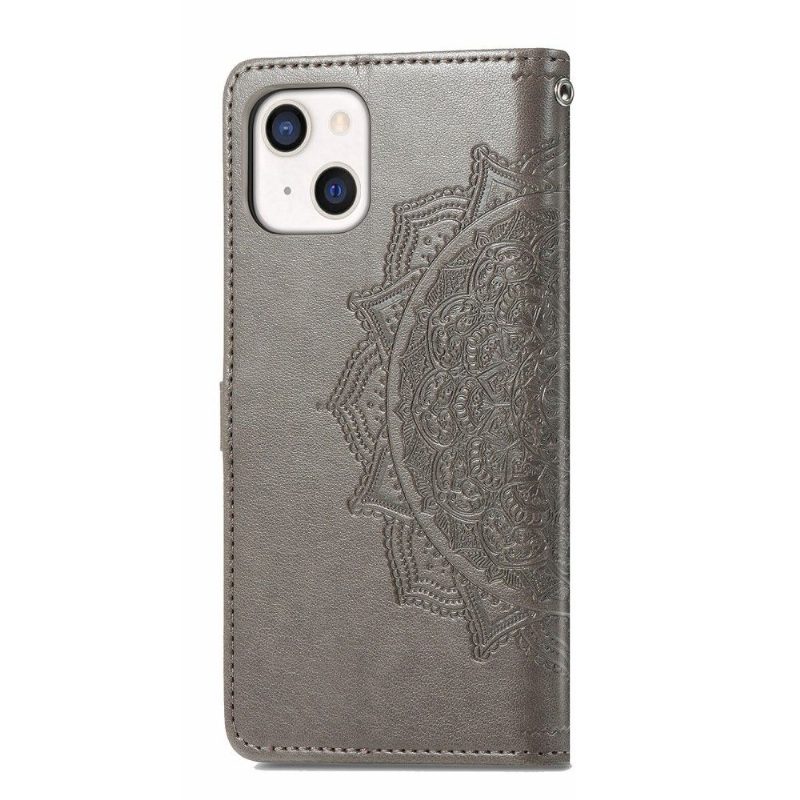 Kotelot iPhone 13 Mini Mandala Relief Faux Leather