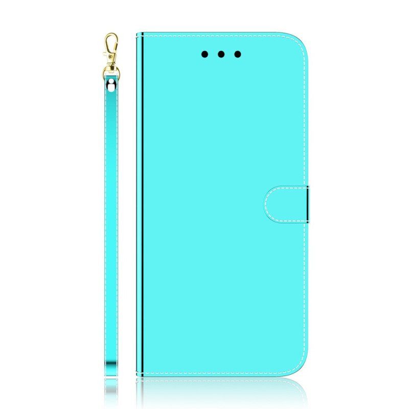 Flip Case Oppo Reno 8 Lite Keinopeilinahka Hihnalla