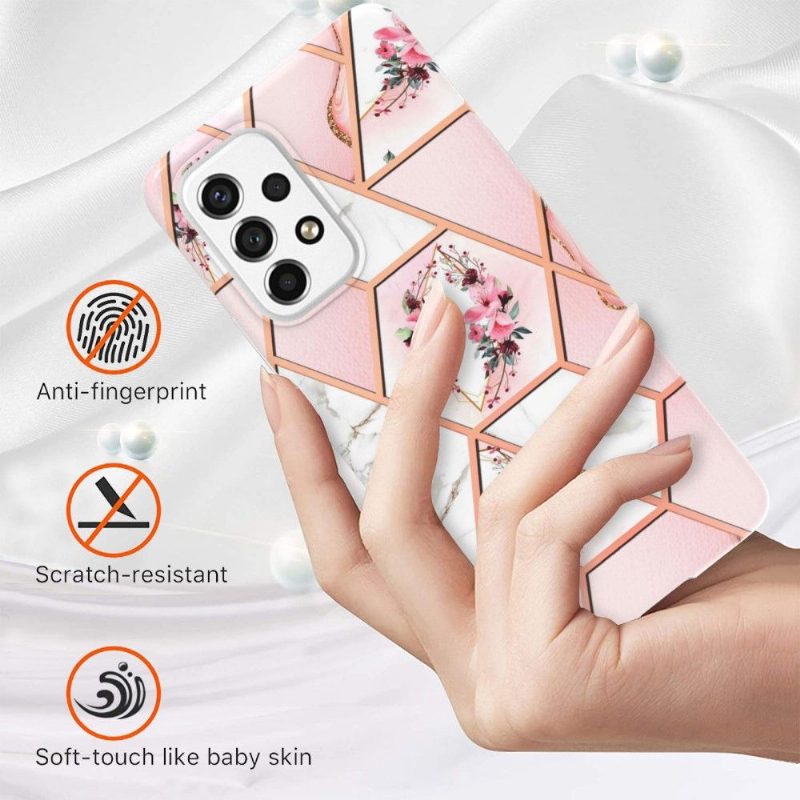 Case Samsung Galaxy A53 5G Murtumaton Puhelinkuoret Marmori Ja Kukkakruunu