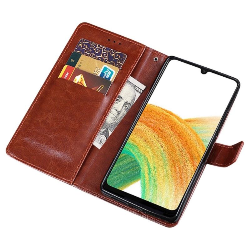 Flip Case Samsung Galaxy A53 5G Hemming Kotelot Flip Idewei Folio -nahkaefekti