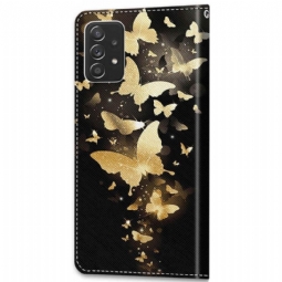 Kotelot Samsung Galaxy A53 5G Alkuperäinen Golden Butterflies -kuvitus