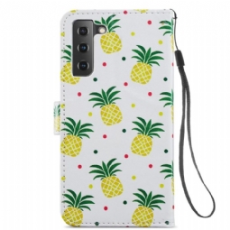 Flip Case Samsung Galaxy S21 FE Hemming Ananas