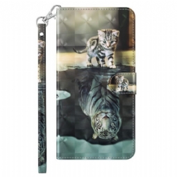 Flip Case iPhone 15 Pro Max Suojaketju Kuori 3d Kitten Dream Hihnalla