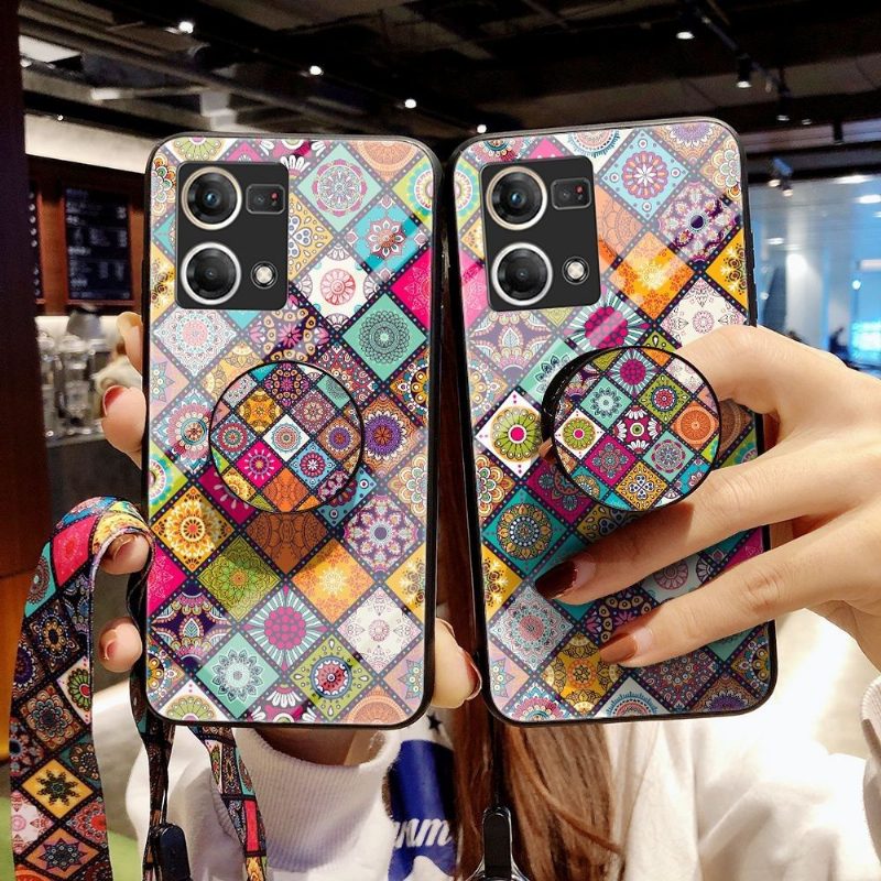 Case Oppo Reno 7 Kaleidoscope Mandala Jalustalla