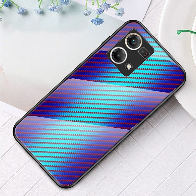 Kuori Oppo Reno 7 Style Carbon Fiber Karkaistu Lasi