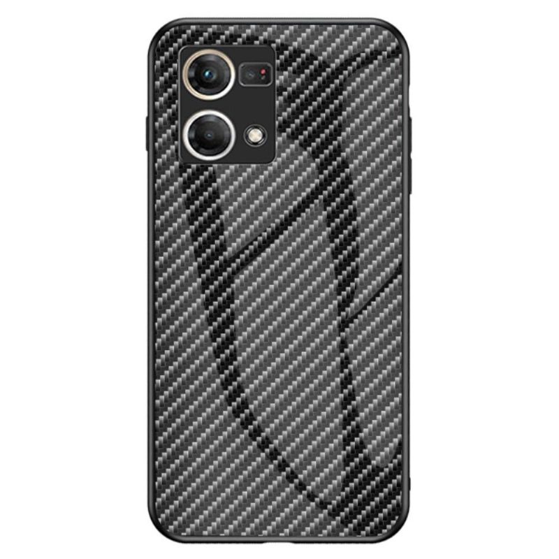 Kuori Oppo Reno 7 Style Carbon Fiber Karkaistu Lasi