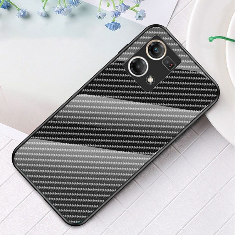 Kuori Oppo Reno 7 Style Carbon Fiber Karkaistu Lasi