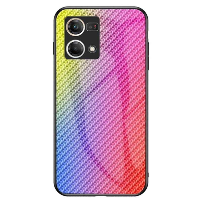 Kuori Oppo Reno 7 Style Carbon Fiber Karkaistu Lasi