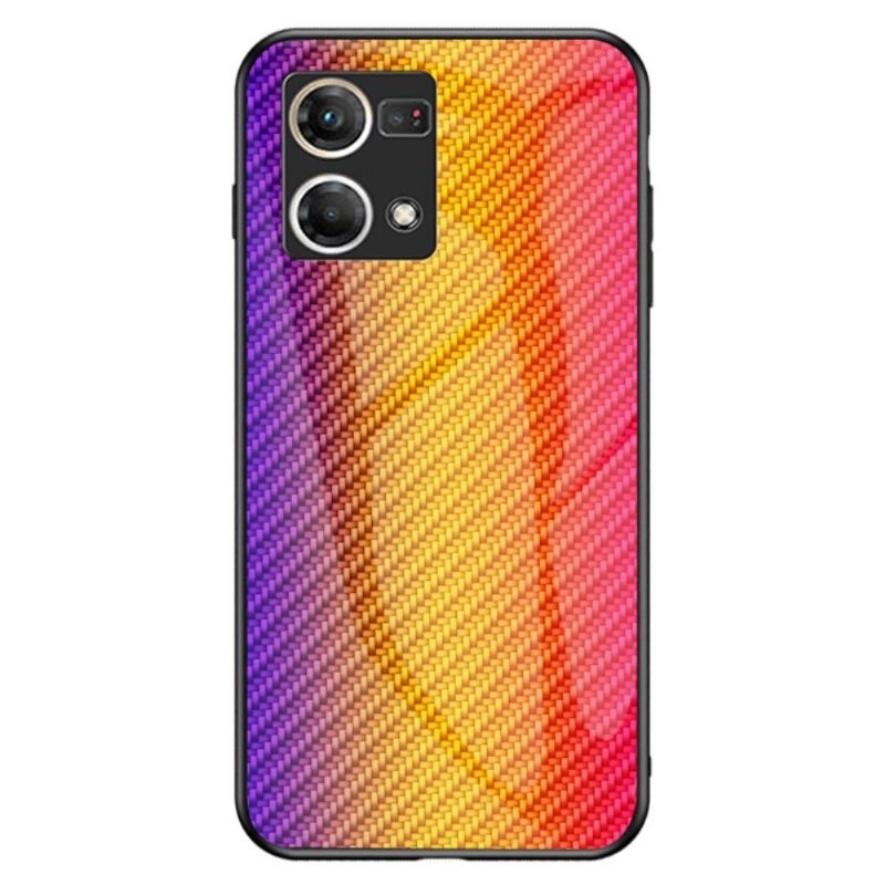 Kuori Oppo Reno 7 Style Carbon Fiber Karkaistu Lasi