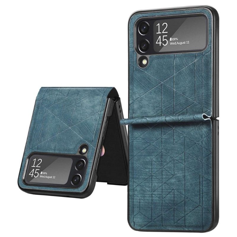 Kuori Samsung Galaxy Z Flip 3 5G Hemming Kotelot Flip Geometriset Linjat Nahkaefekti