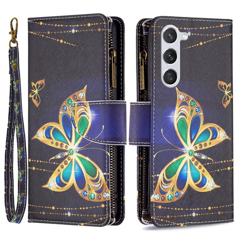 Kotelot Samsung Galaxy S24 5g Rhinestone Butterflies -lompakko Hihnalla