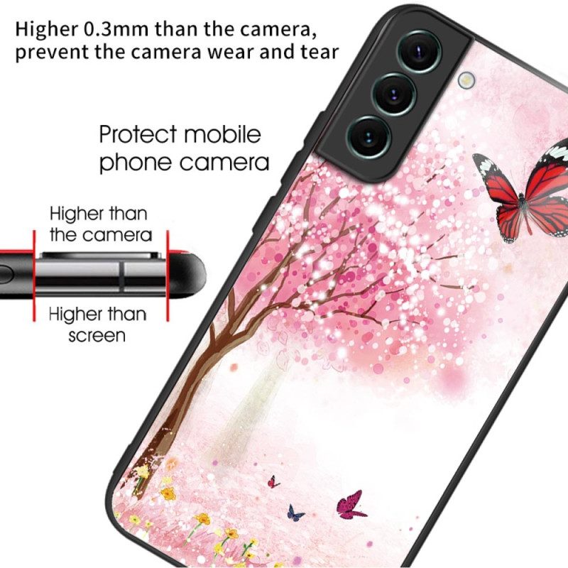 Kuori Samsung Galaxy S24 5g Tempered Glass Cherry Blossoms