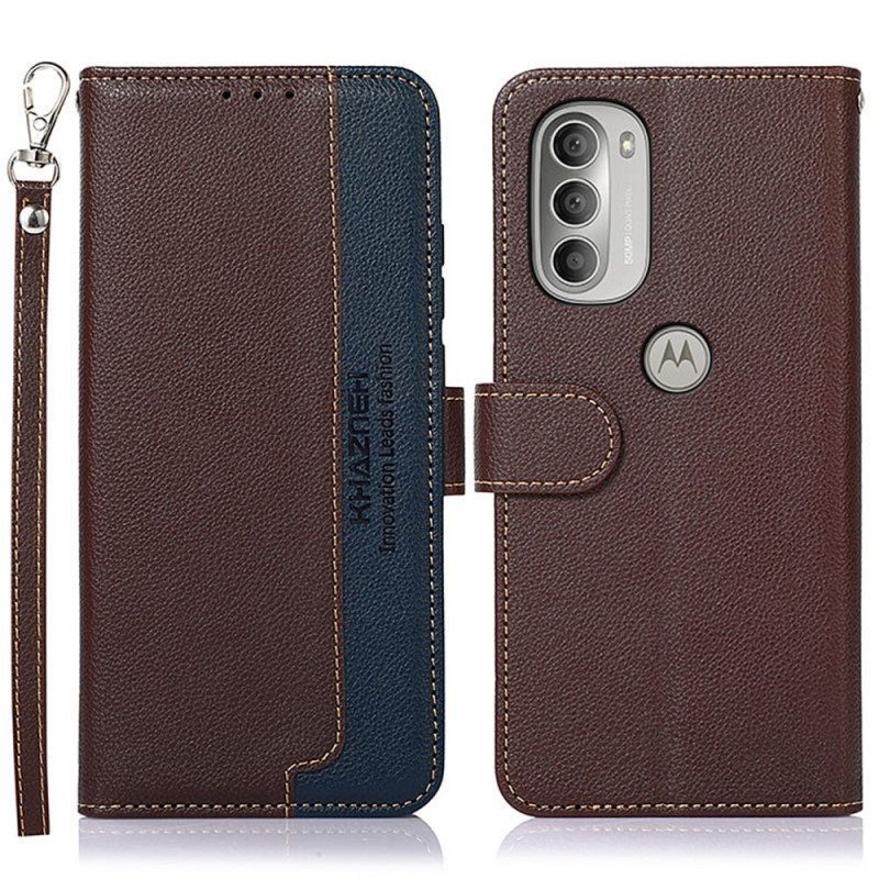 Flip Case Moto G51 5G Litsi Style Rfid Khazneh