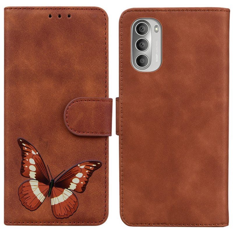 Nahkakotelo Moto G51 5G Skin Touch Butterfly