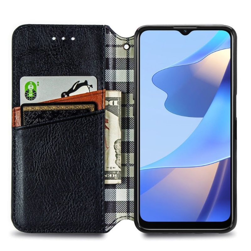 Nahkakotelo Oppo A16 / A16s Kub Design -korttikotelo