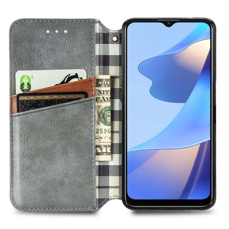 Nahkakotelo Oppo A16 / A16s Kub Design -korttikotelo