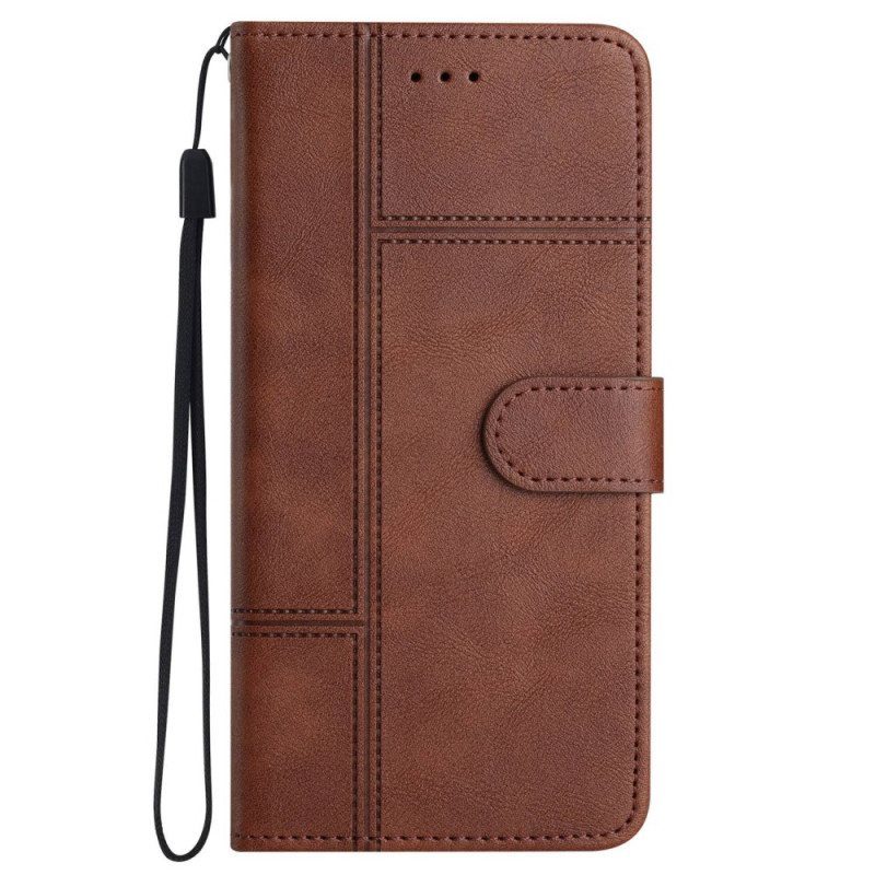 Kotelot iPhone 14 Pro Max Suojaketju Kuori Strappy Business Leather Style