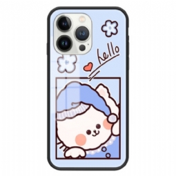 Case iPhone 15 Pro Blue Cat Karkaistu Lasi