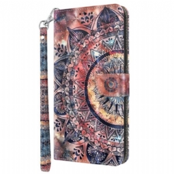 Flip Case iPhone 15 Pro Suojaketju Kuori Mandala Hihnalla