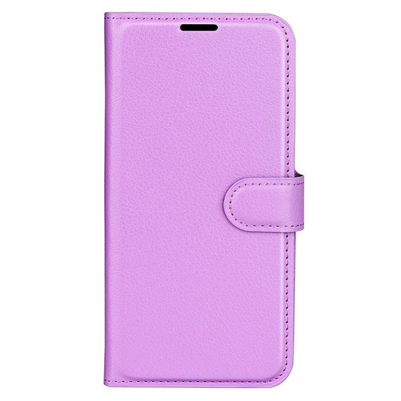 Kotelot iPhone 15 Pro Classic Litchi Faux Leather