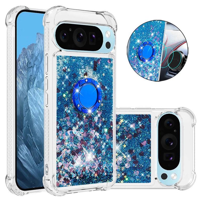 Kuori Google Pixel 9 Pro Glitter Ring -tuki