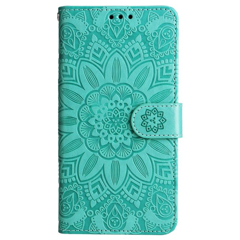 Nahkakotelo Samsung Galaxy M55 5g Mandala Kaulanauhalla